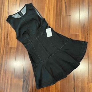 New NWT Free People Washed Black Denim Jean Dress Sleeveless A-Line Flare Size 0